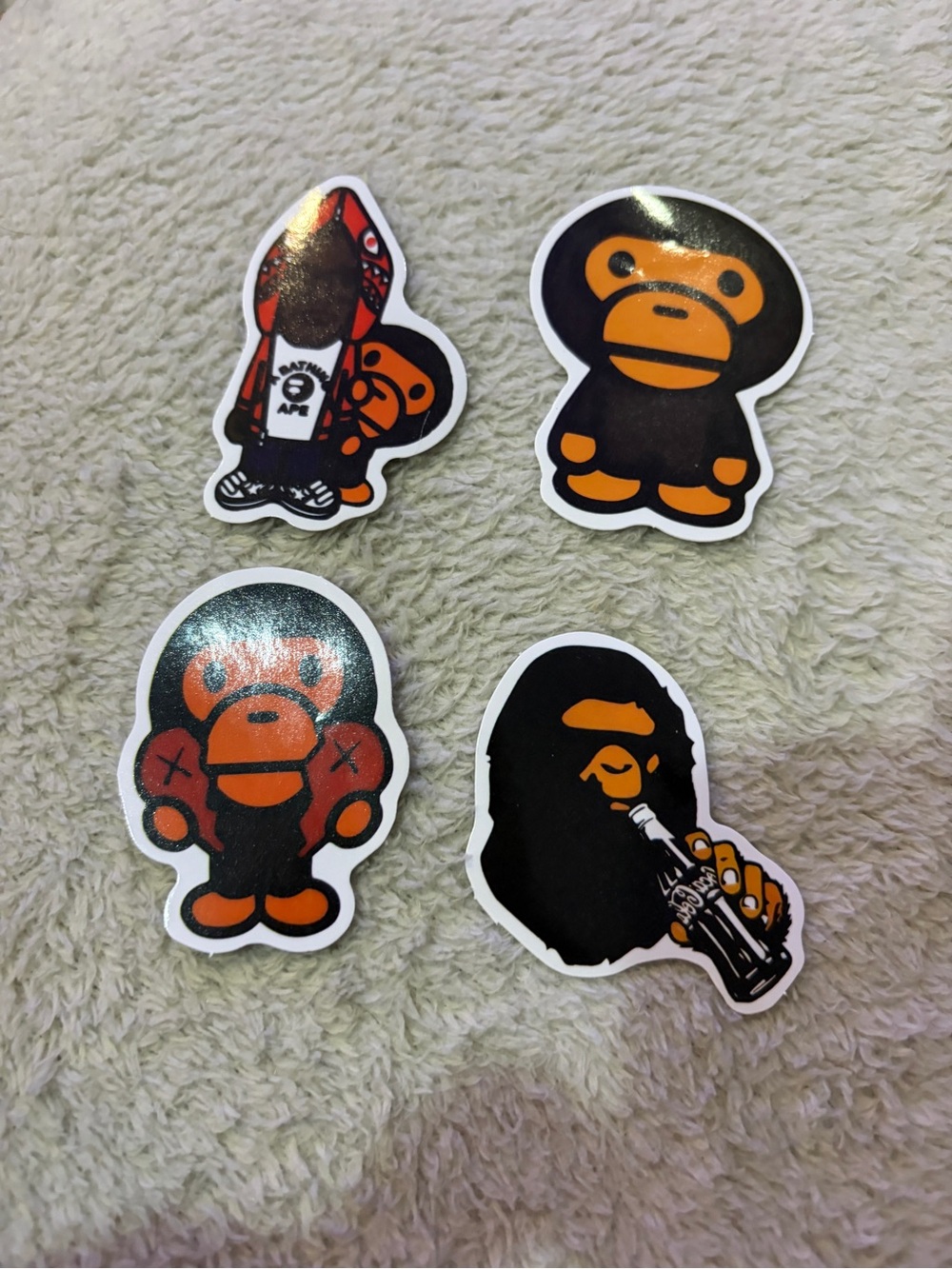 Bape Orange & Black Ape Sticker Pack - 4pcs